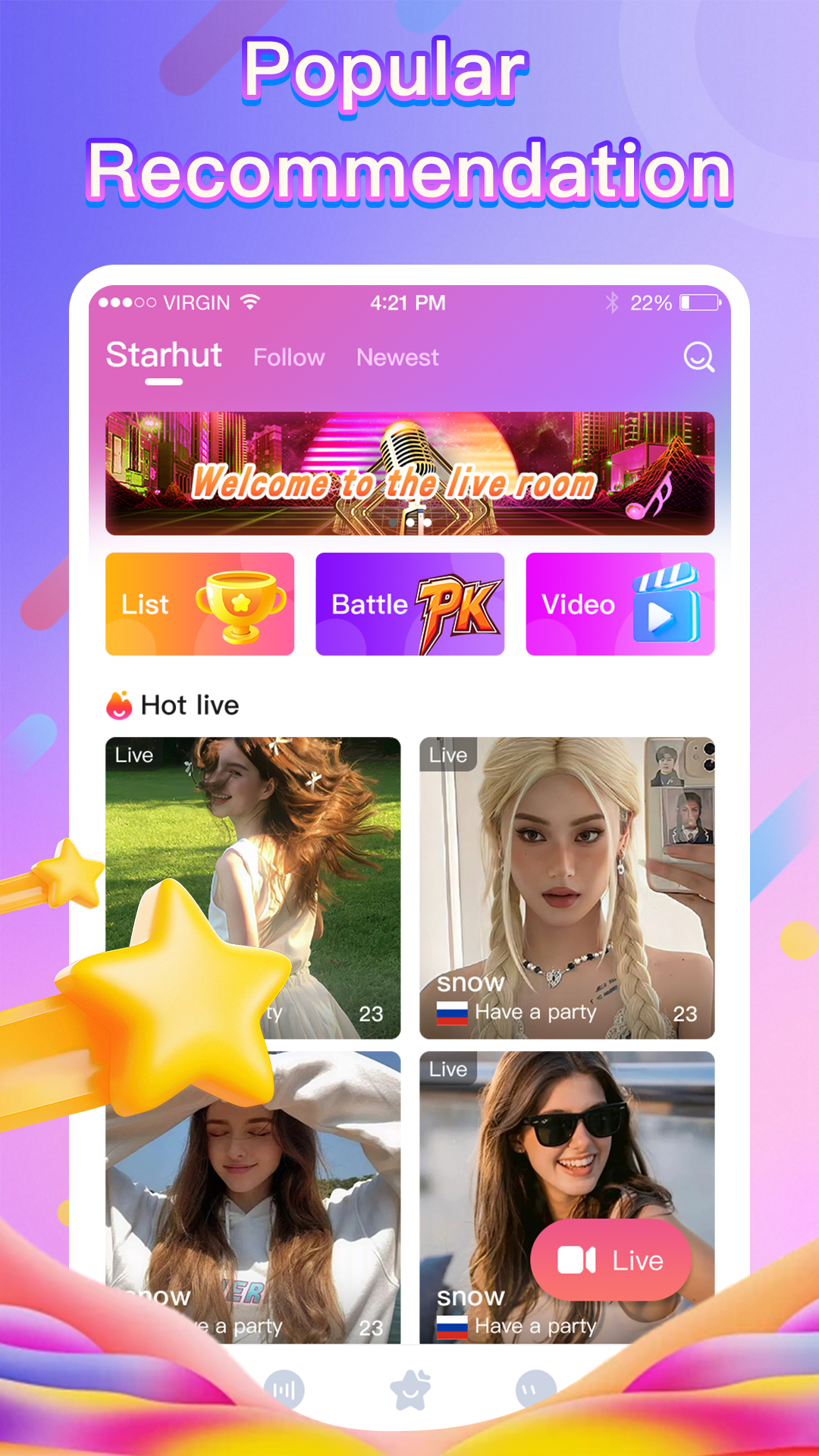 StarHut App Interface